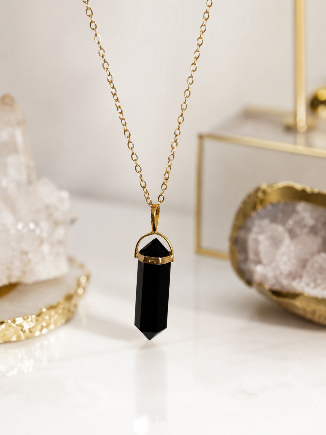 Black Obsidian Double Point Necklace