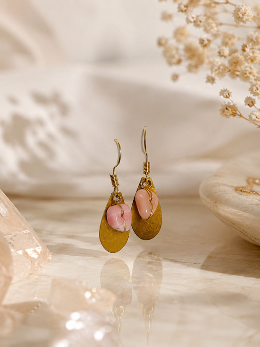Pink Open Raw Cut Earrings