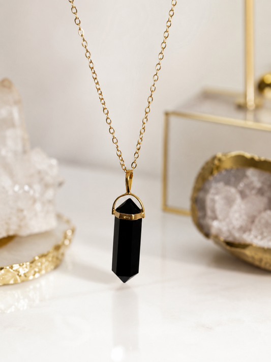 Black Obsidian Double Point Necklace