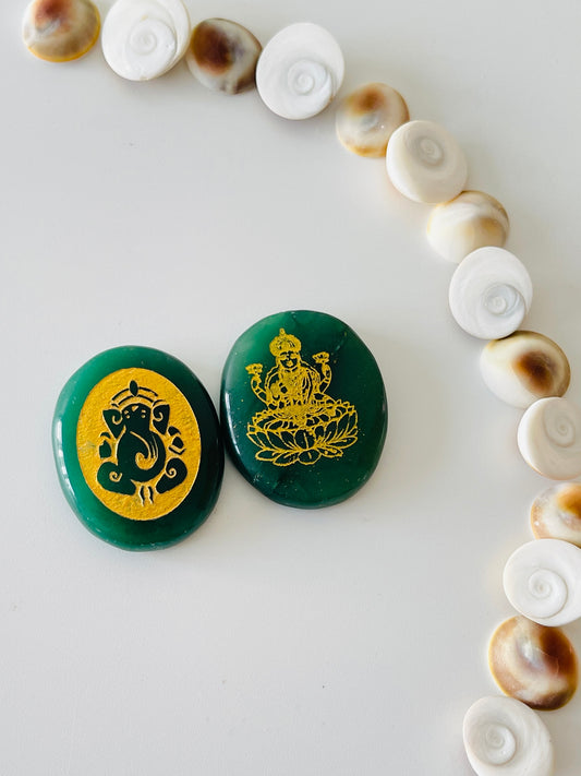 Lakshmi - Ganesh Jade Coin Set