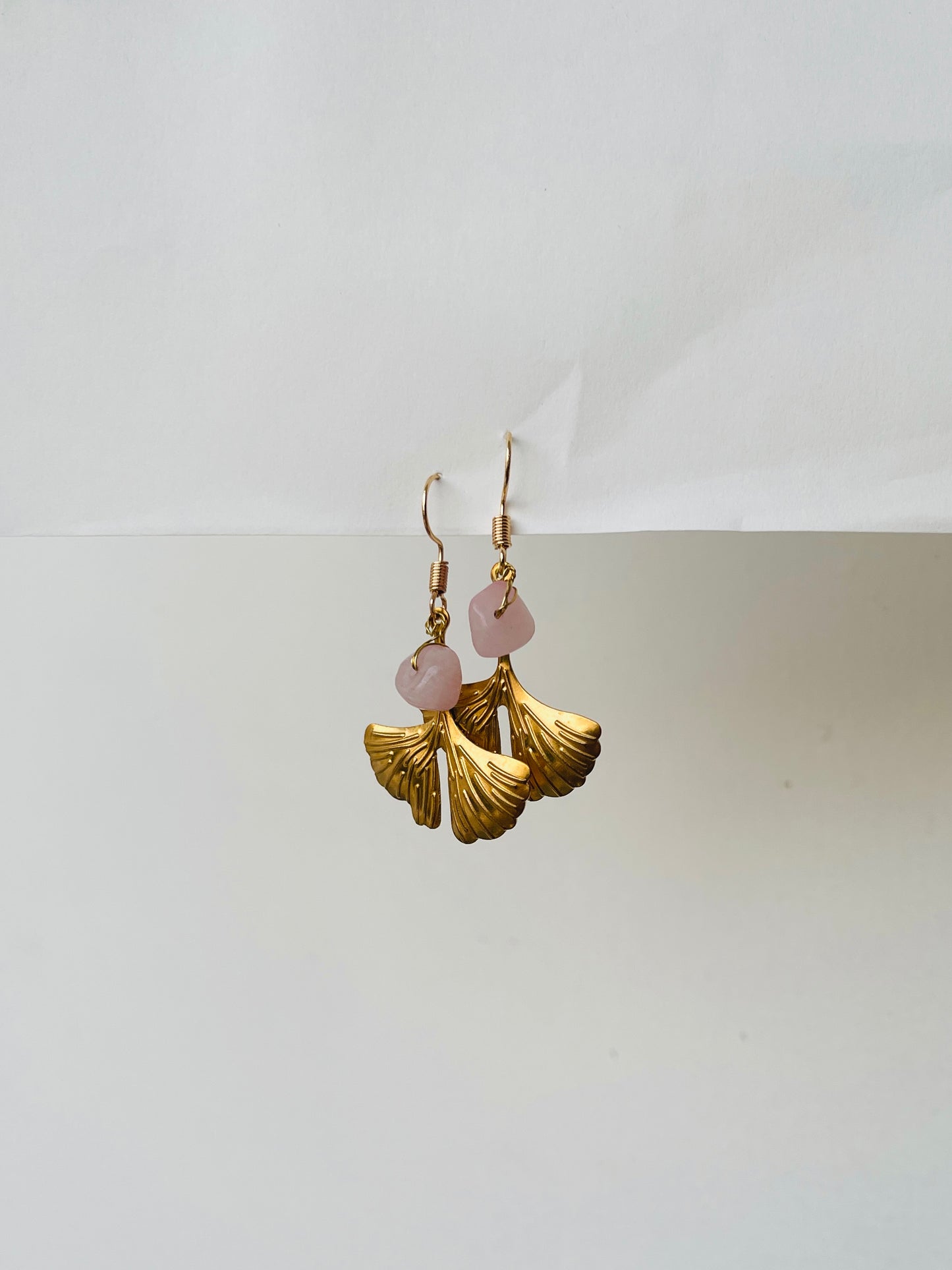Rose Quartz Raw Cut Earring