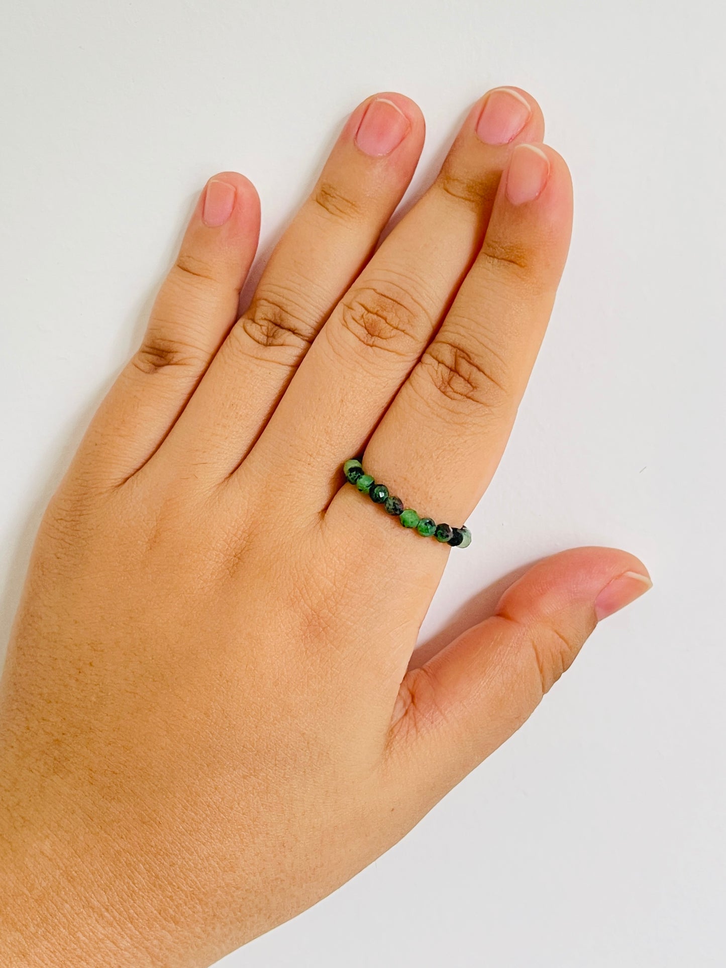 Ruby Zoisite Bead Ring