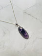 Amethyst Silver Frame Pendant ( with Chain )