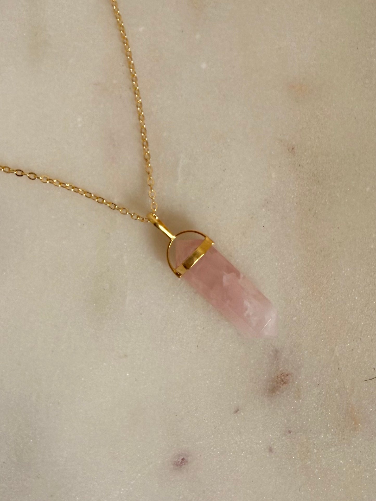 Rose Quartz Double Point Necklace